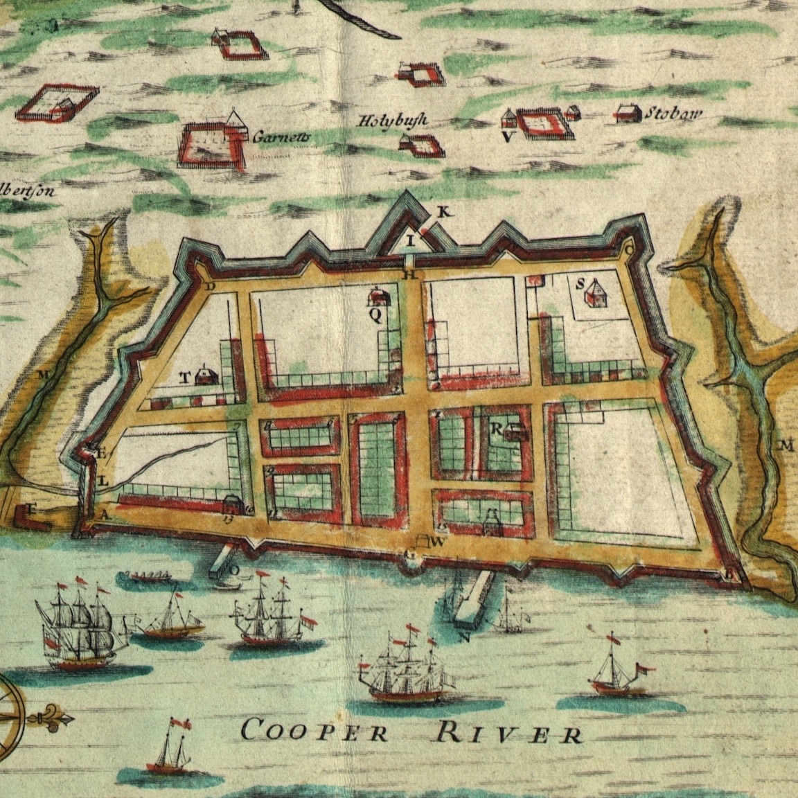 A map of Charleston popularly known as the “Crisp Map” of 1711