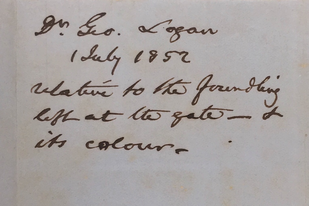 Docket of Dr. Logan's letter from July 1, 1852.