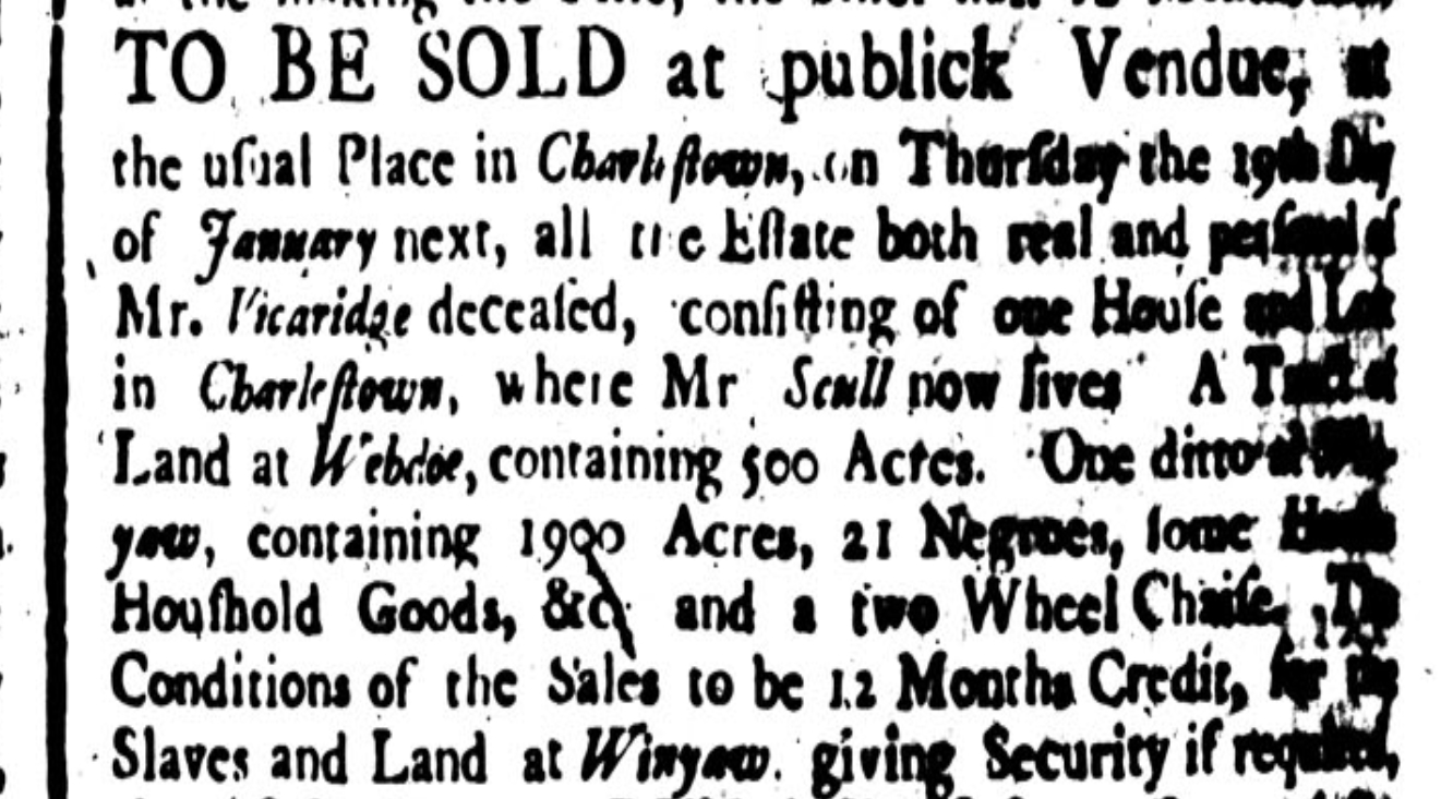 The Auction Sales Of Enslaved Residents In Colonial Era Charleston Charleston County Public Library