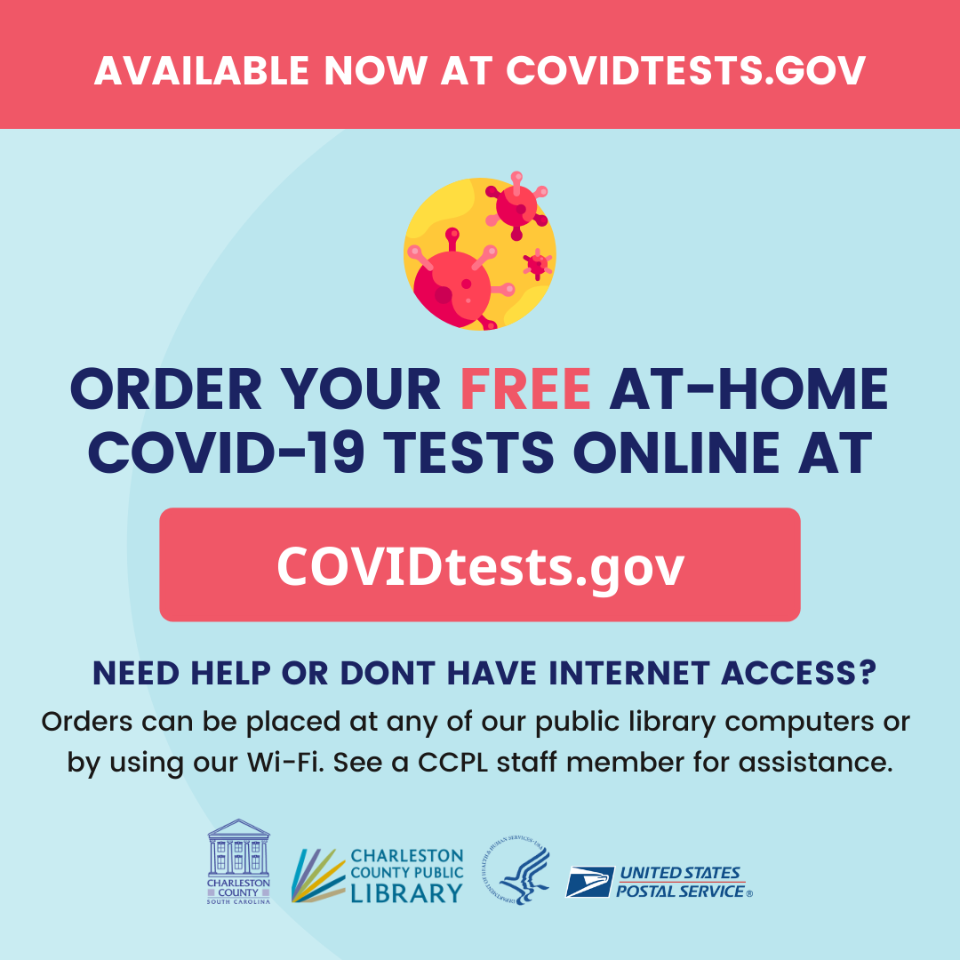 CCPL encourages community members without internet access to visit local library branch to order free at-home COVID tests online