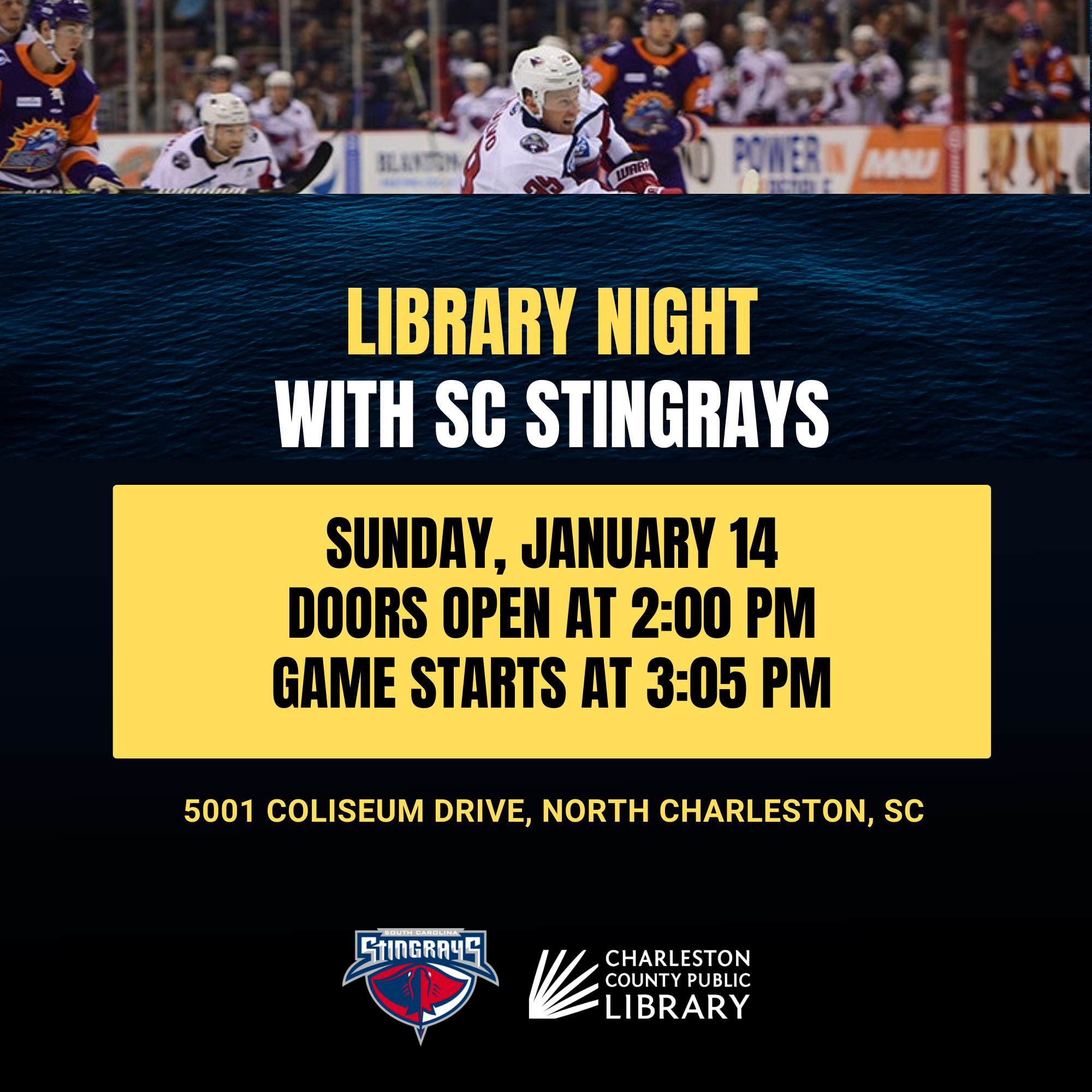 Join us for Library Night with the SC Stingrays 