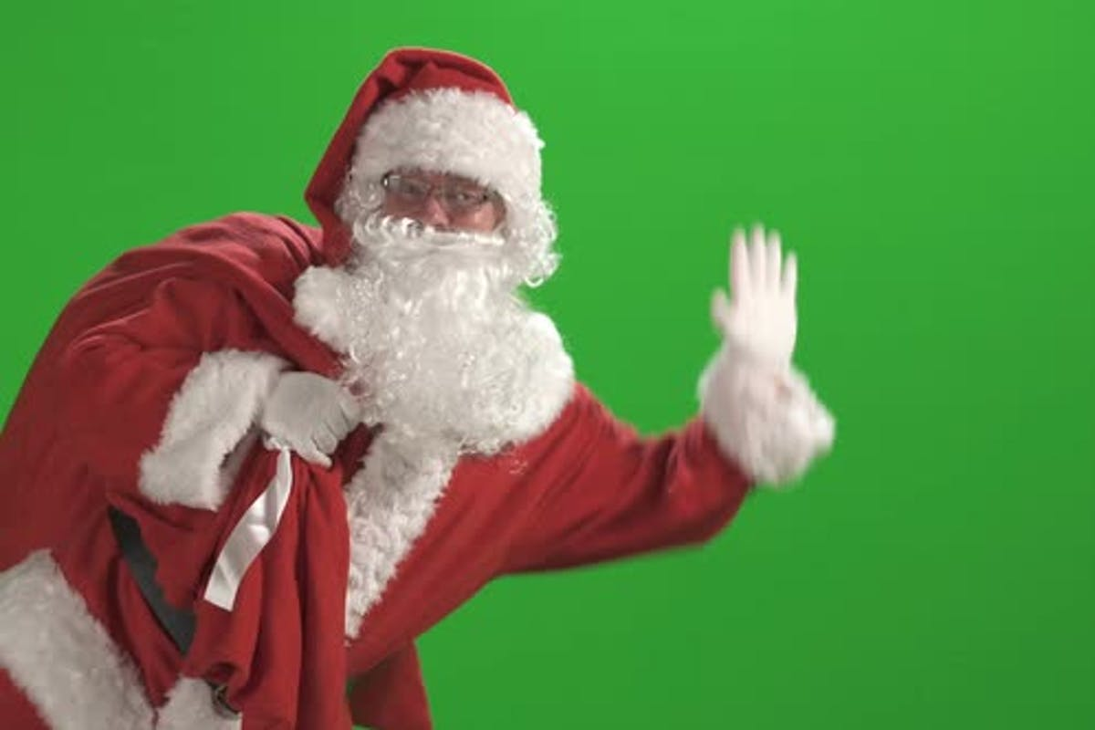 Santa in front of a green screen