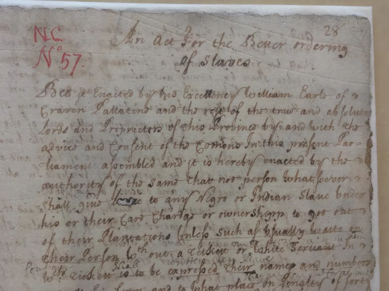 South Carolina's first slave law, 1691.