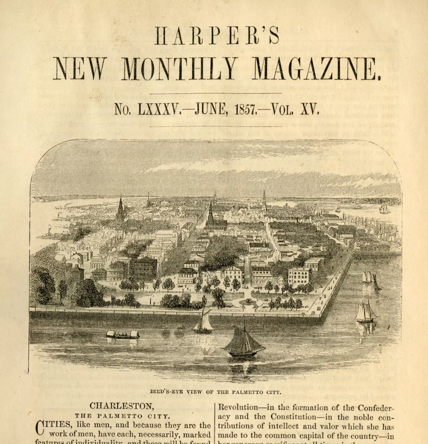 Palmetto City title page from 1857