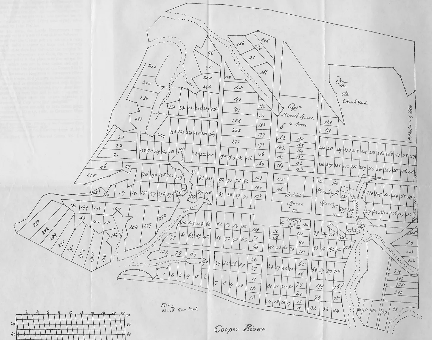1908 copy of Grand Modell of Charleston circa 1672. 