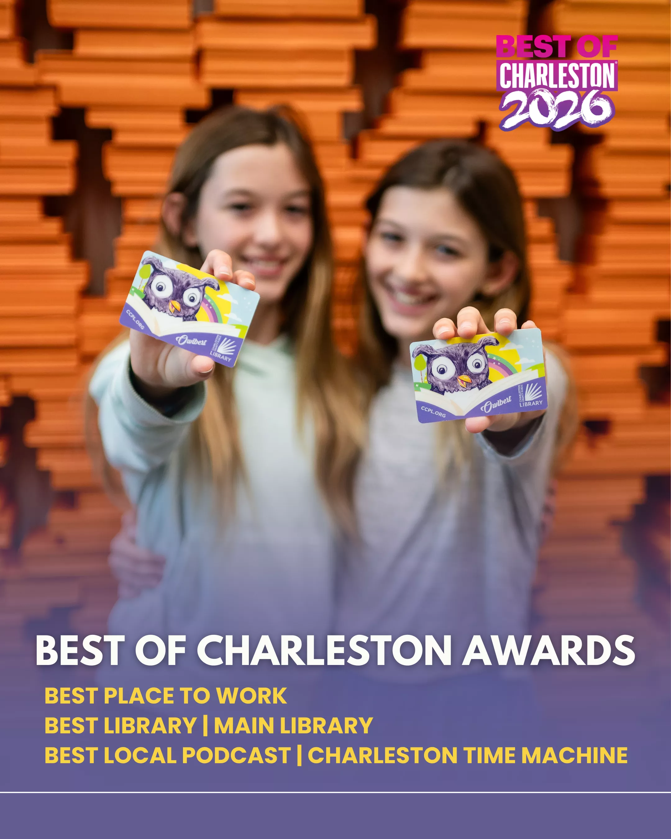 Charleston County Public Library has been awarded three 2026 Best of Charleston Awards!