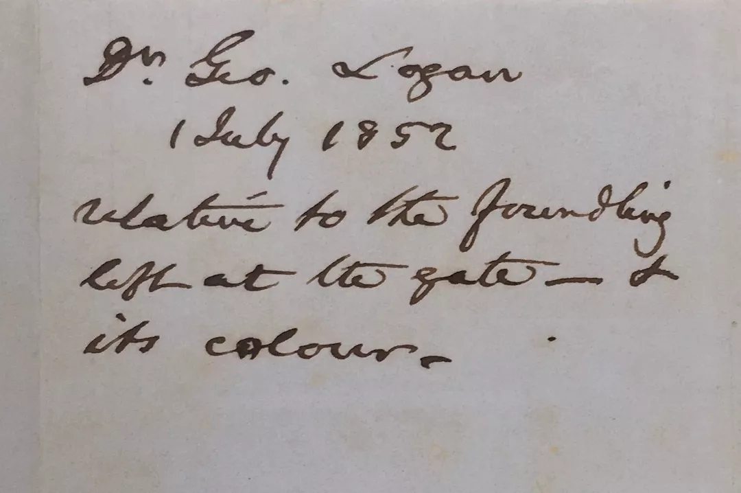 Docket of Dr. Logan's letter from July 1, 1852.