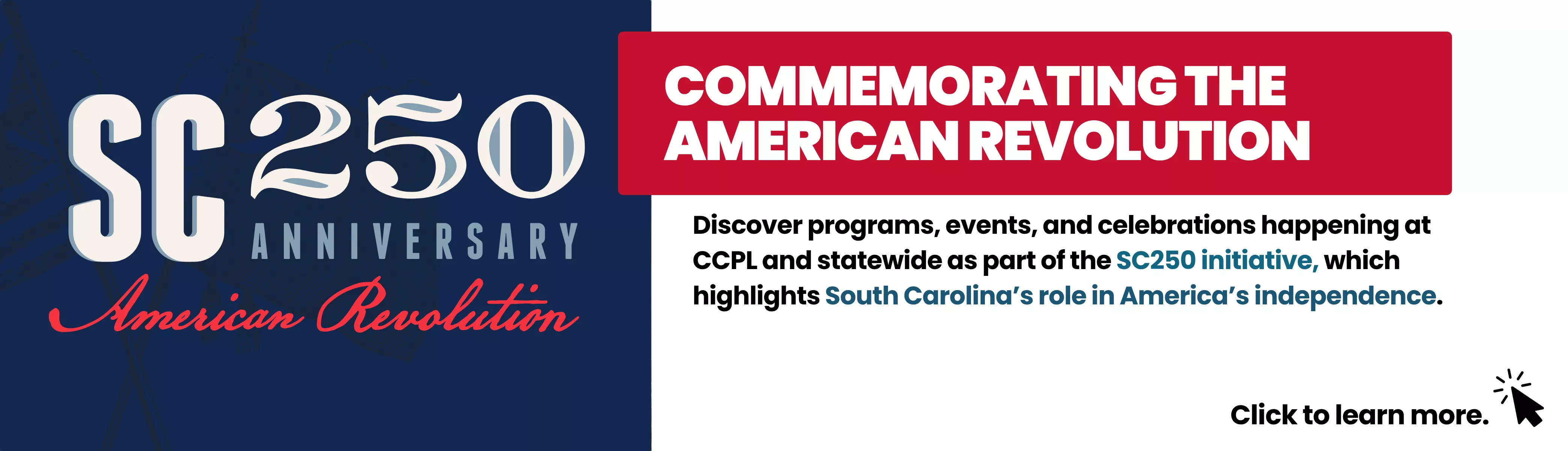 Join Charleston County Public Library in commemorating the 250th anniversary of the American Revolution. 